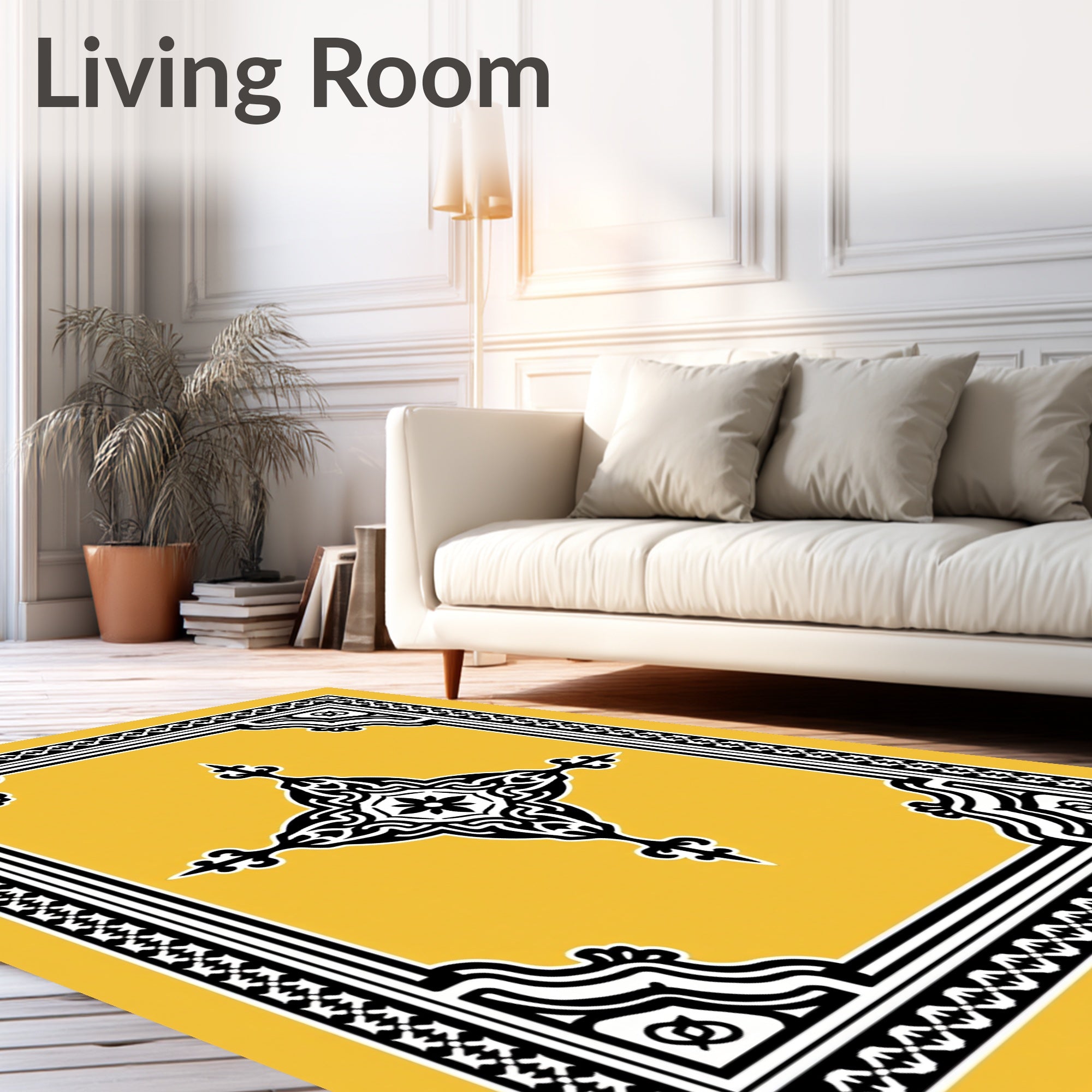 Grand Black and White Mandala Garden Rug