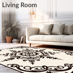 Ornate Scrollwork Baroque Design Rug