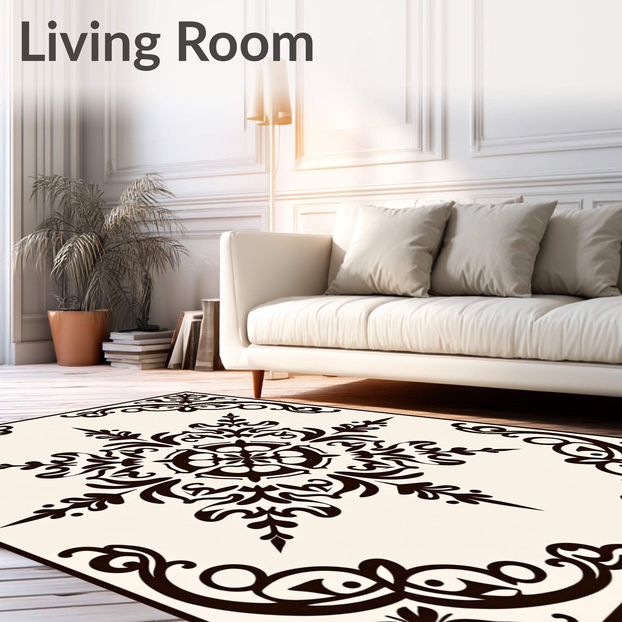 Ornate Scrollwork Baroque Design Rug