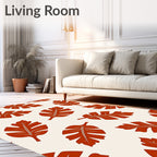 Bold Leaf Pattern Scarlet Design Rug