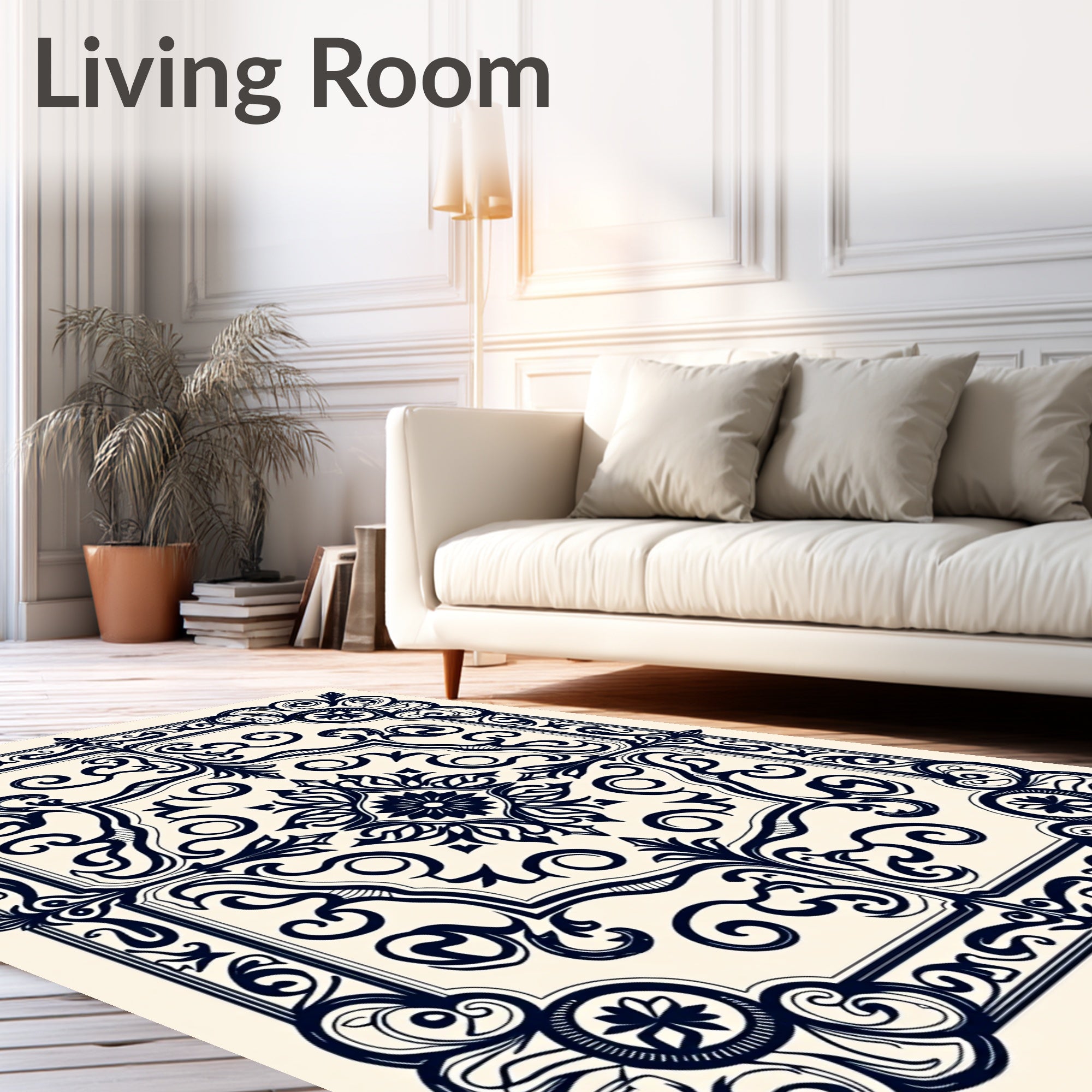 Ornate Flourish Scroll Design Rug