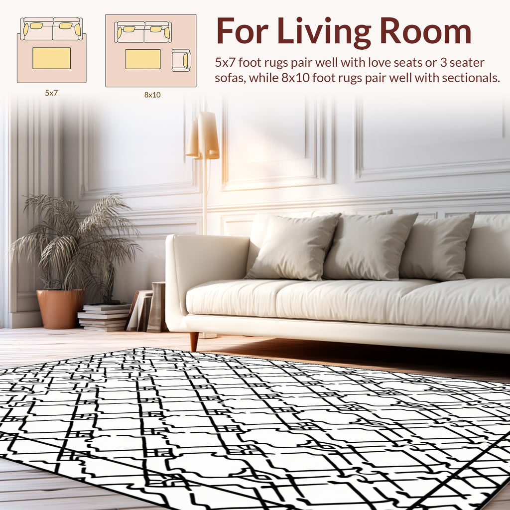 Intricate Lattice Patterned Graphic Rug