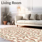 Red Leaf Branch Pattern Design Rug