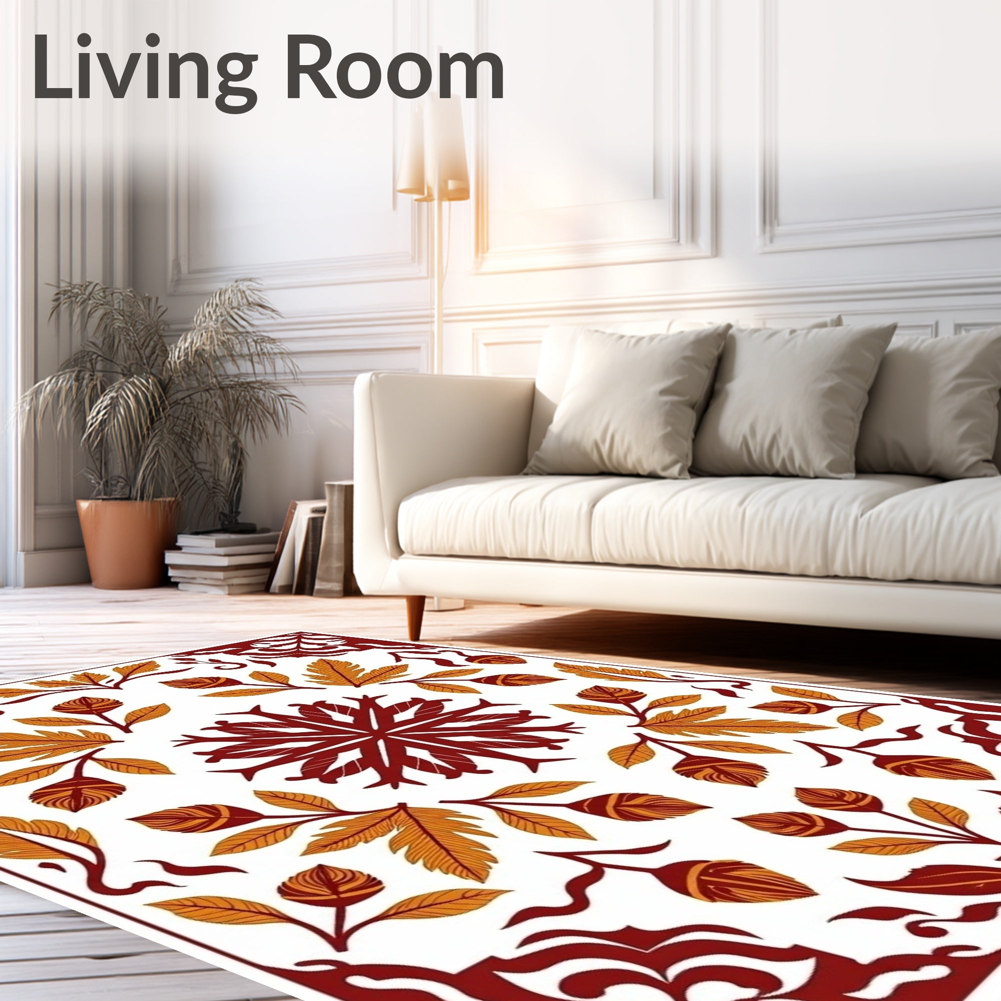 Ornate Floral Acorn Leaf Art Deco Rug