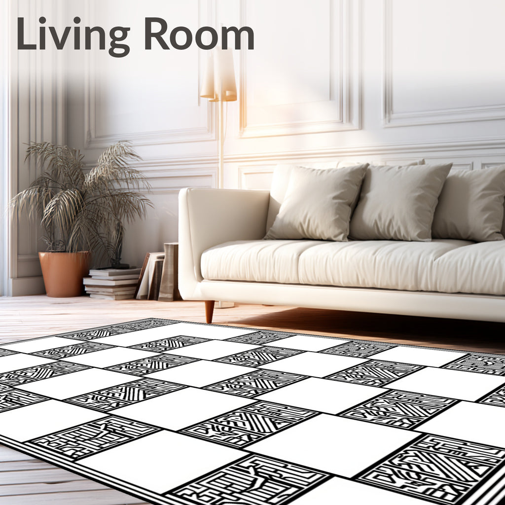 Bold Abstract Maze Pattern Rug