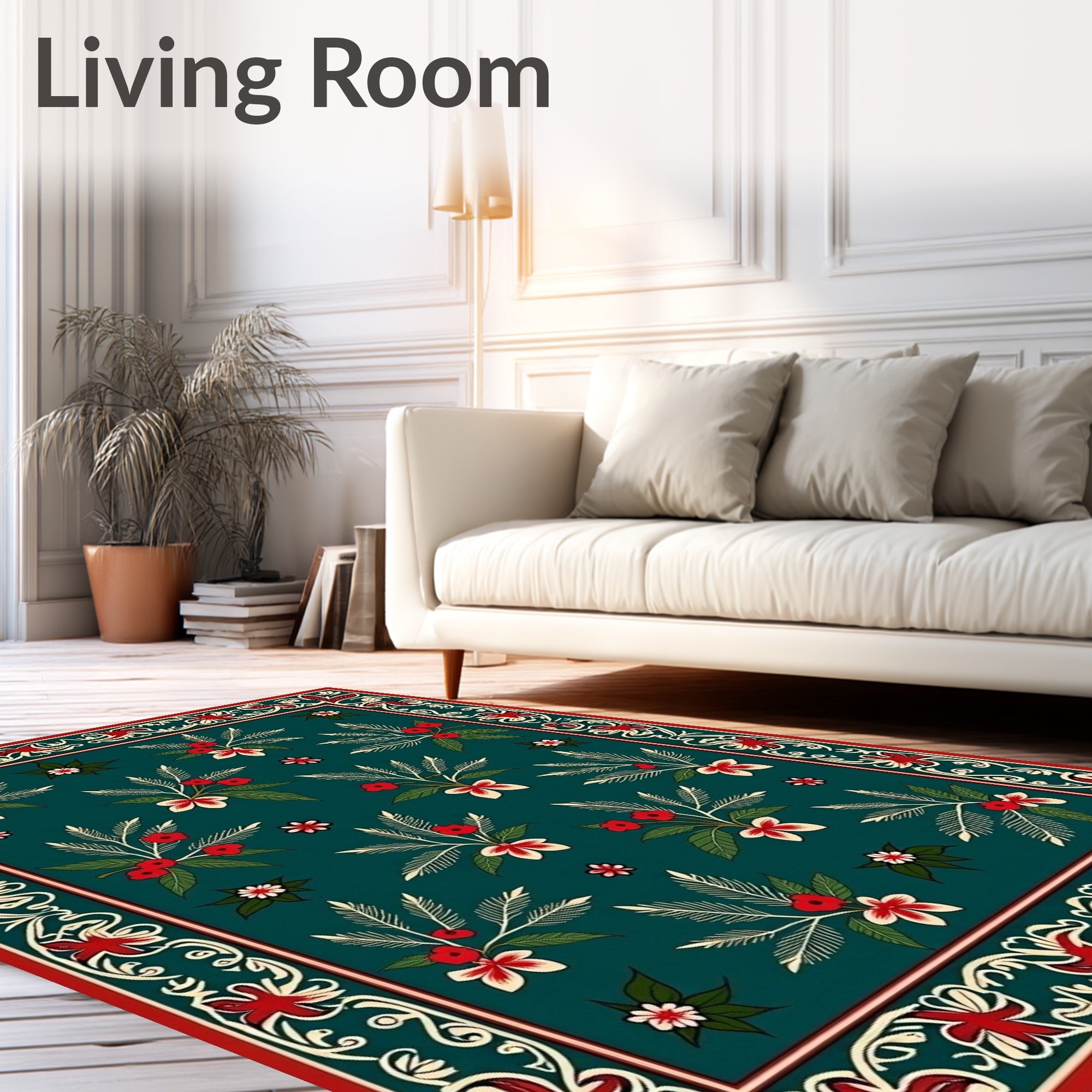 Floral Leafy Vintage Tropical Pattern Rug