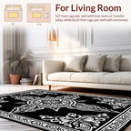 Symmetrical Floral Medallion Monochrome Design Rug