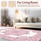Pink Ornate Mandala And Border Design Rug