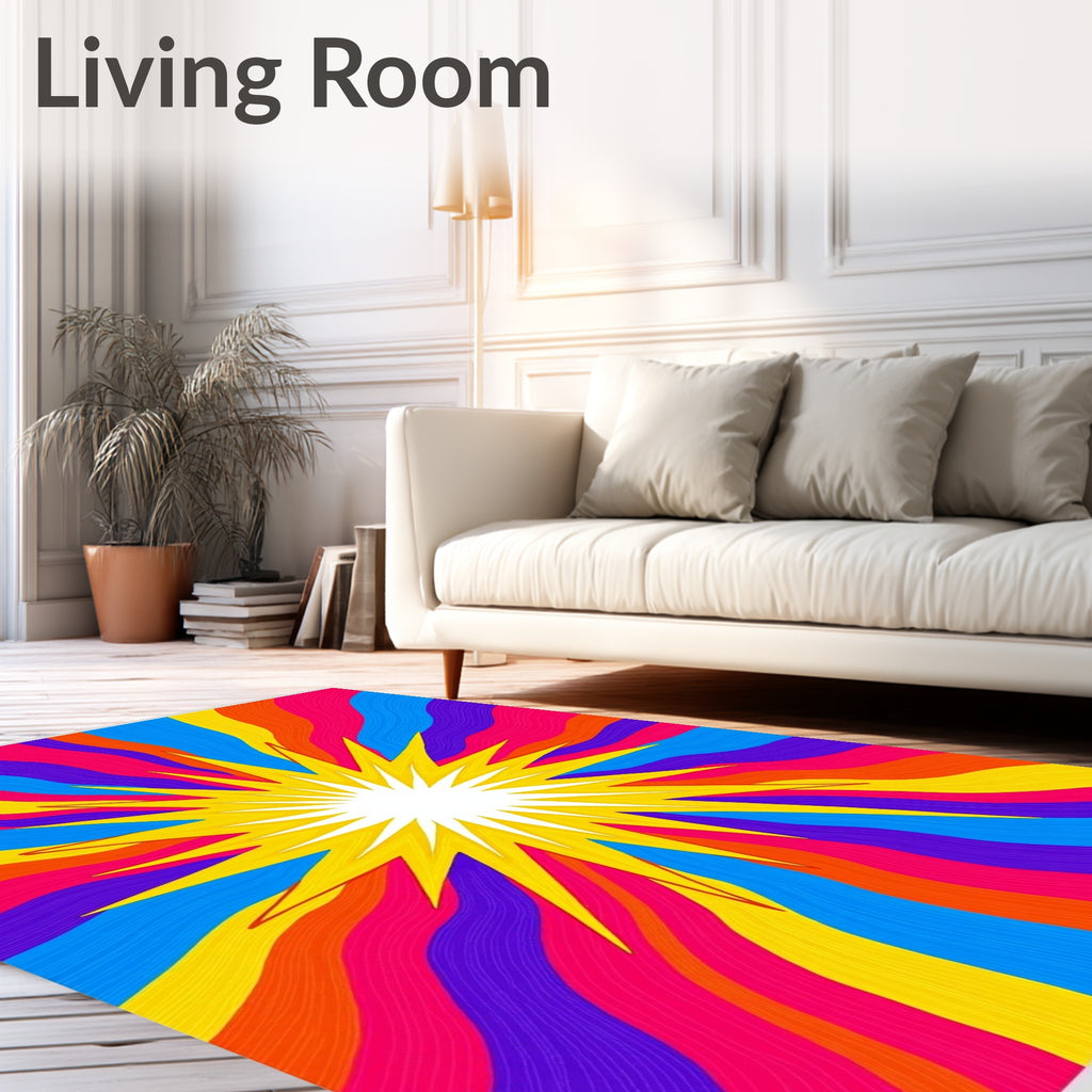 Vibrant Sunburst Wave Pattern Rug