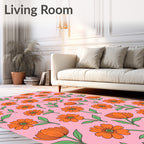 Retro Orange Floral Patternrug Rug