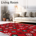 Red Snowflake Geometric Pattern Rug