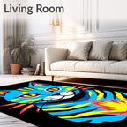 Pop Art Blue Yellow Cat Design Rug