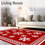 Red Snowflake Scandinavian Blanket Rug