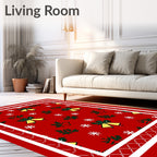 Festive Red Belles and Snowflakes Pattern Rug