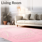 Delicate Feather Patterned Pink Rug