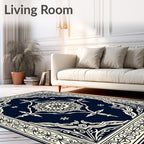 Ornate Floral Medallion Dark Design Rug