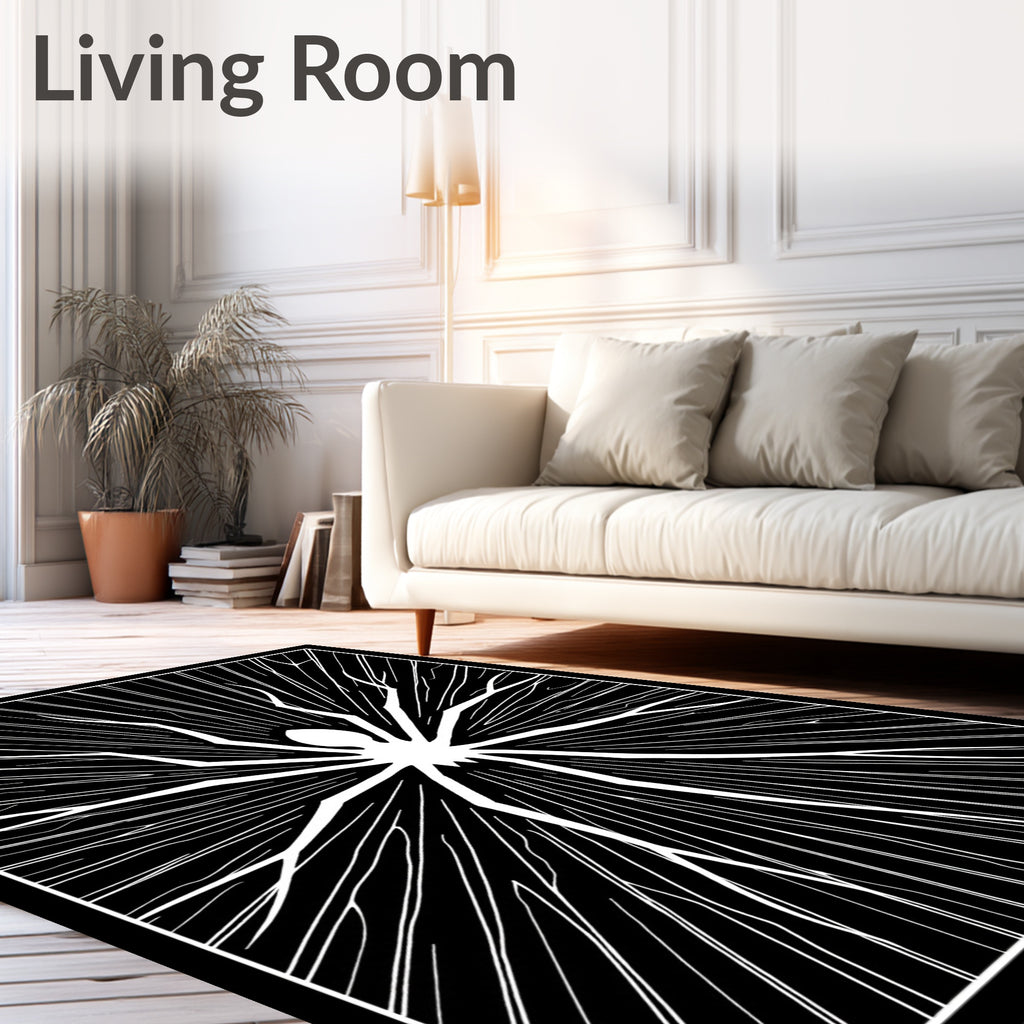 Bold White Spider Abstract Design Rug