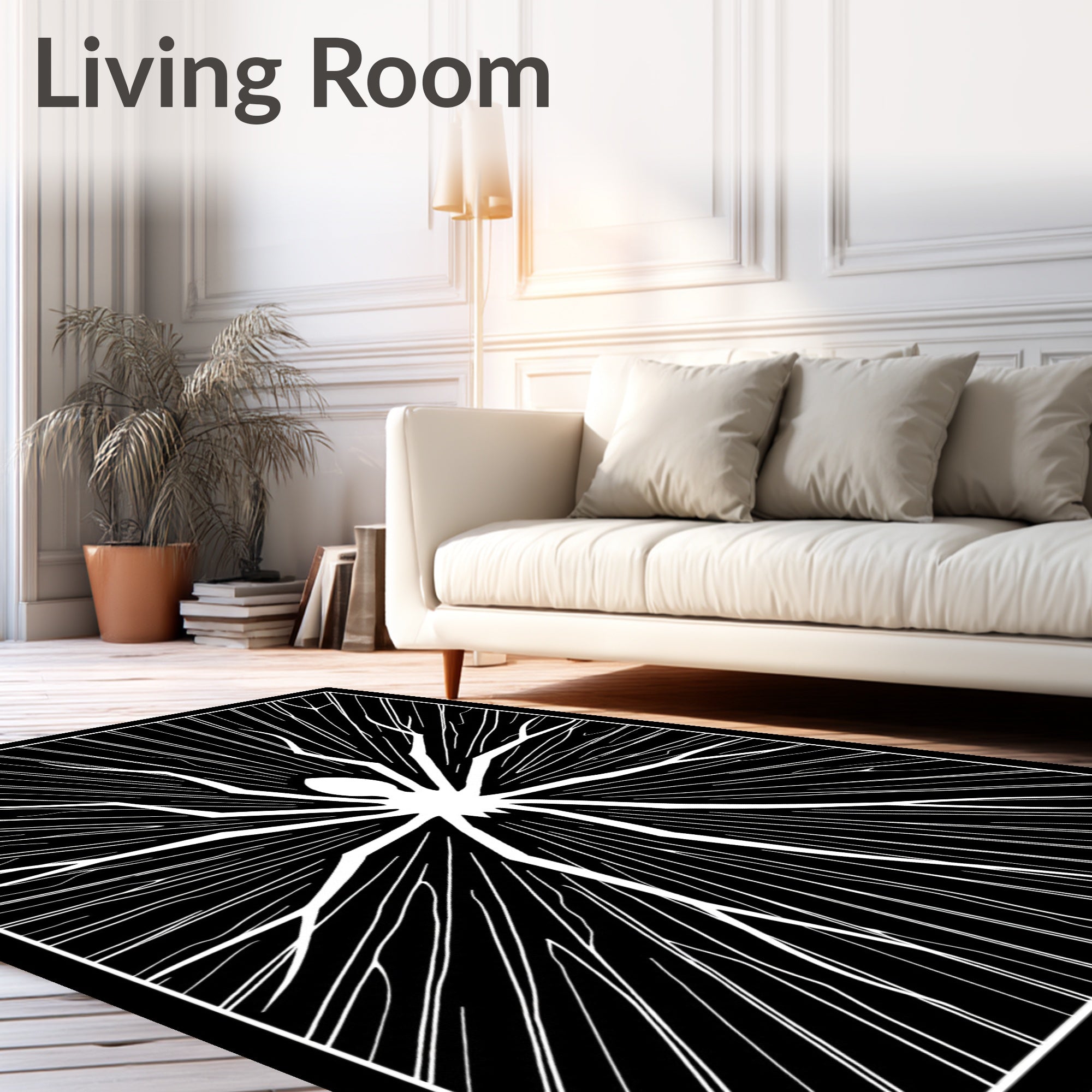 Bold White Spider Abstract Design Rug