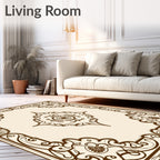 Elegant Brown Floral Scrollwork Rug