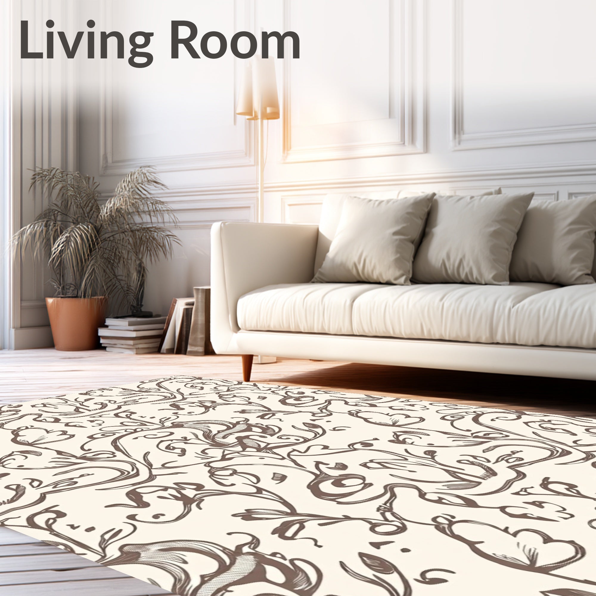 Sketchy Floral Swirls Pattern Rug