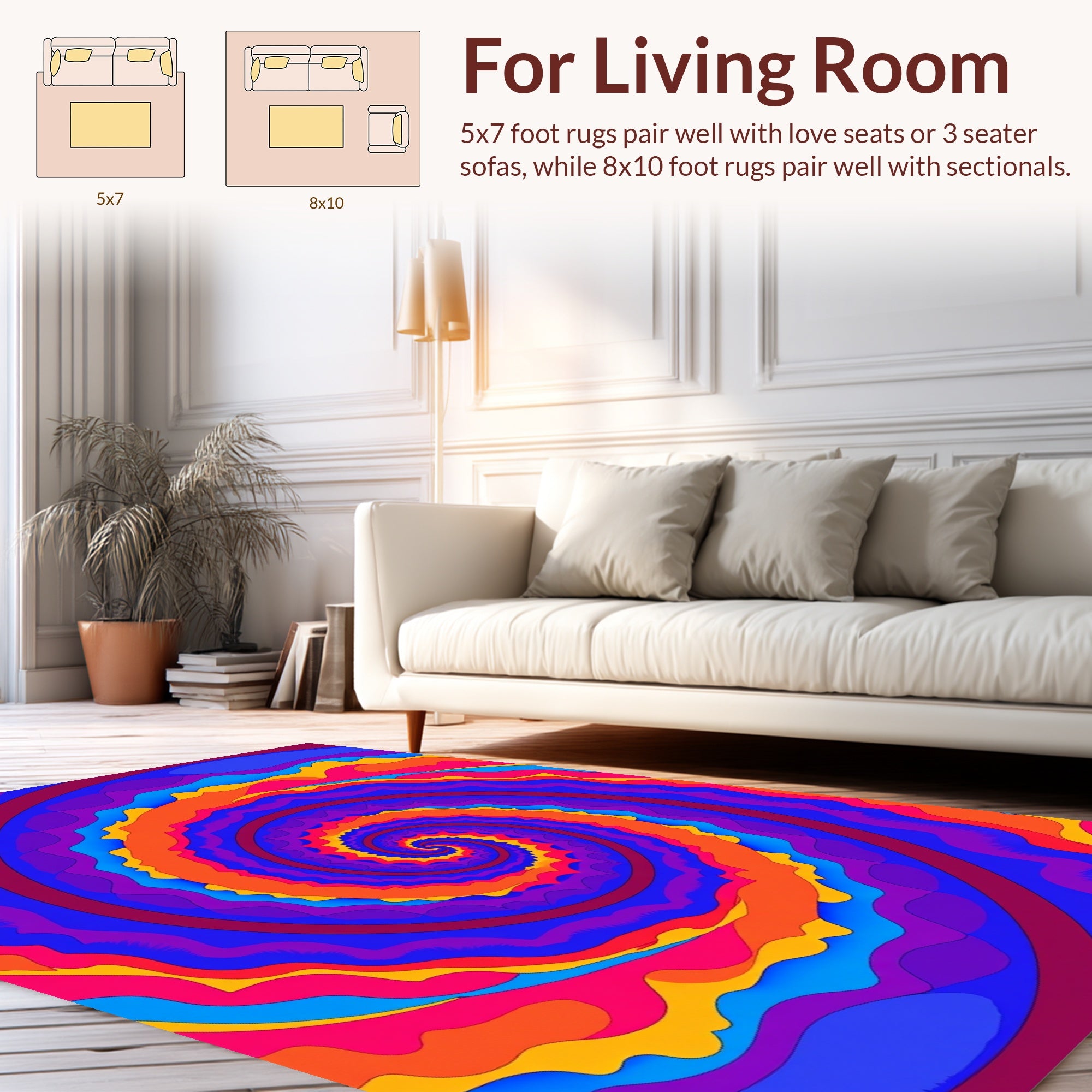 Vibrant Swirl Psychedelic Pattern Rug