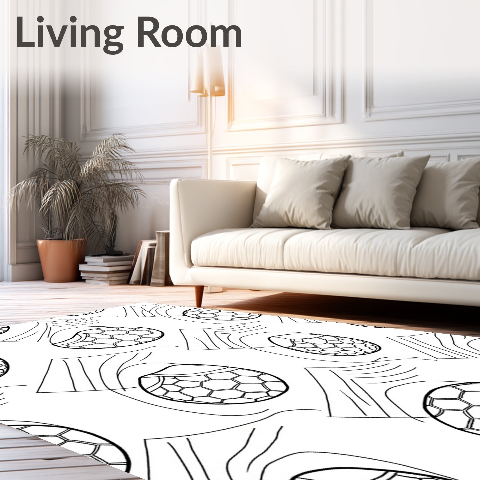 Abstract Black and White Geometric Circles Rug