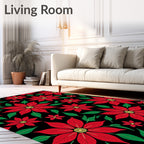 Red Floral Blooming Pattern Rug