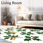 Holly Berry Branch Pattern Design Rug