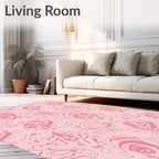 Pink Swirling Floral Abstract Print Rug