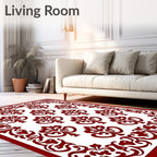 Rich Red Damask Ornamental Pattern Rug