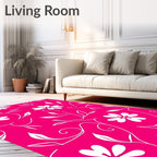 Vibrant Pink Floral Swirl Pattern Rug
