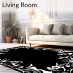Ornate White Floral Abstract Design Rug