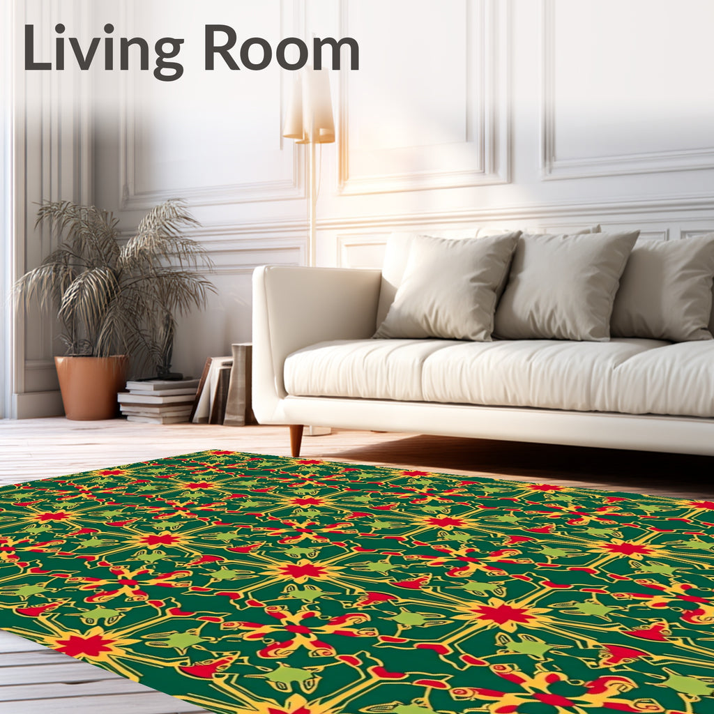 Red Green Yellow Intricate Pattern Rug