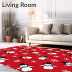 Snowman Snowflake Red Festive Pattern Rug