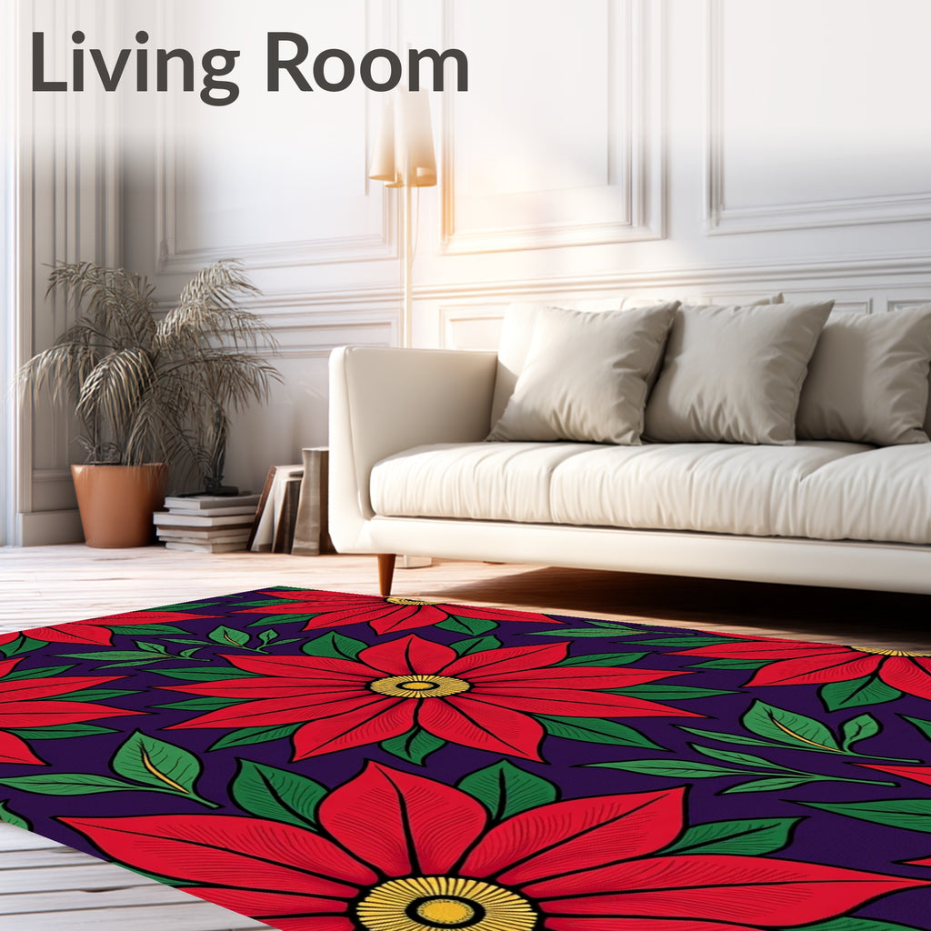 Bold Floral Pattern Red Accent Rug