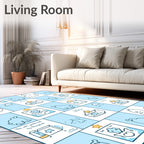 Abstract Doodle Character Pattern Rug