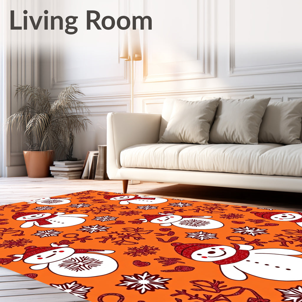 Festive Snowmen Snowflake Pattern Rug
