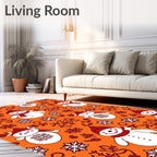 Festive Snowmen Snowflake Pattern Rug