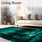 Woodland River Under Starry Night Sky Rug