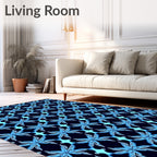 Blue Floral Repeating Pattern Rug