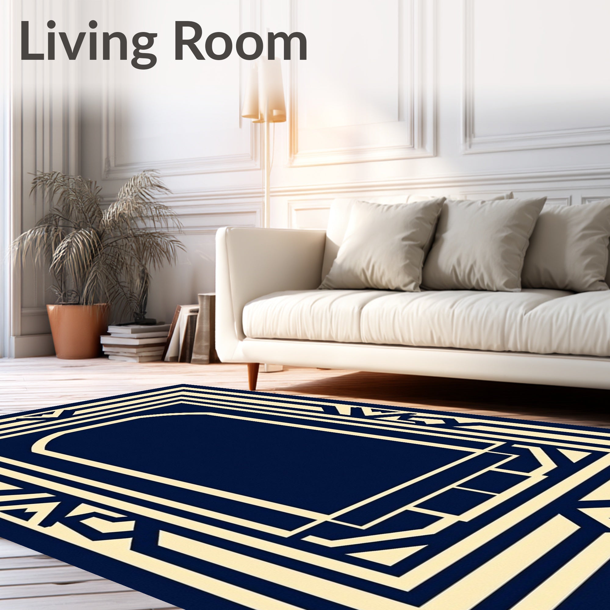 Navy and Gold Geometric Arch Rug