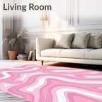 Pink Swirl Abstract Pattern Design Rug