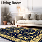 Classic Gold Floral Swirl Rug