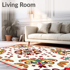 Ornate Butterfly Motif Mandala Pattern Rug