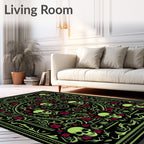 Glow Skull Rose Floral Mandala Rug