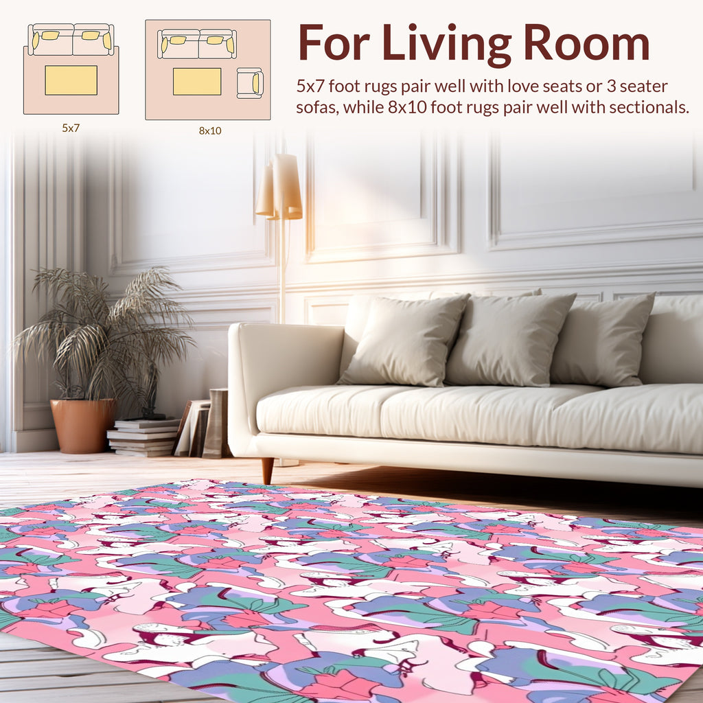 Abstract Floral Patchwork Pink Harmony Rug