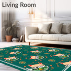 Cute Foxy Face Floral Motif Rug
