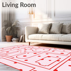 Abstract Red Dot Maze Design Rug