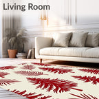 Deep Red Forest Silhouette Pattern Rug