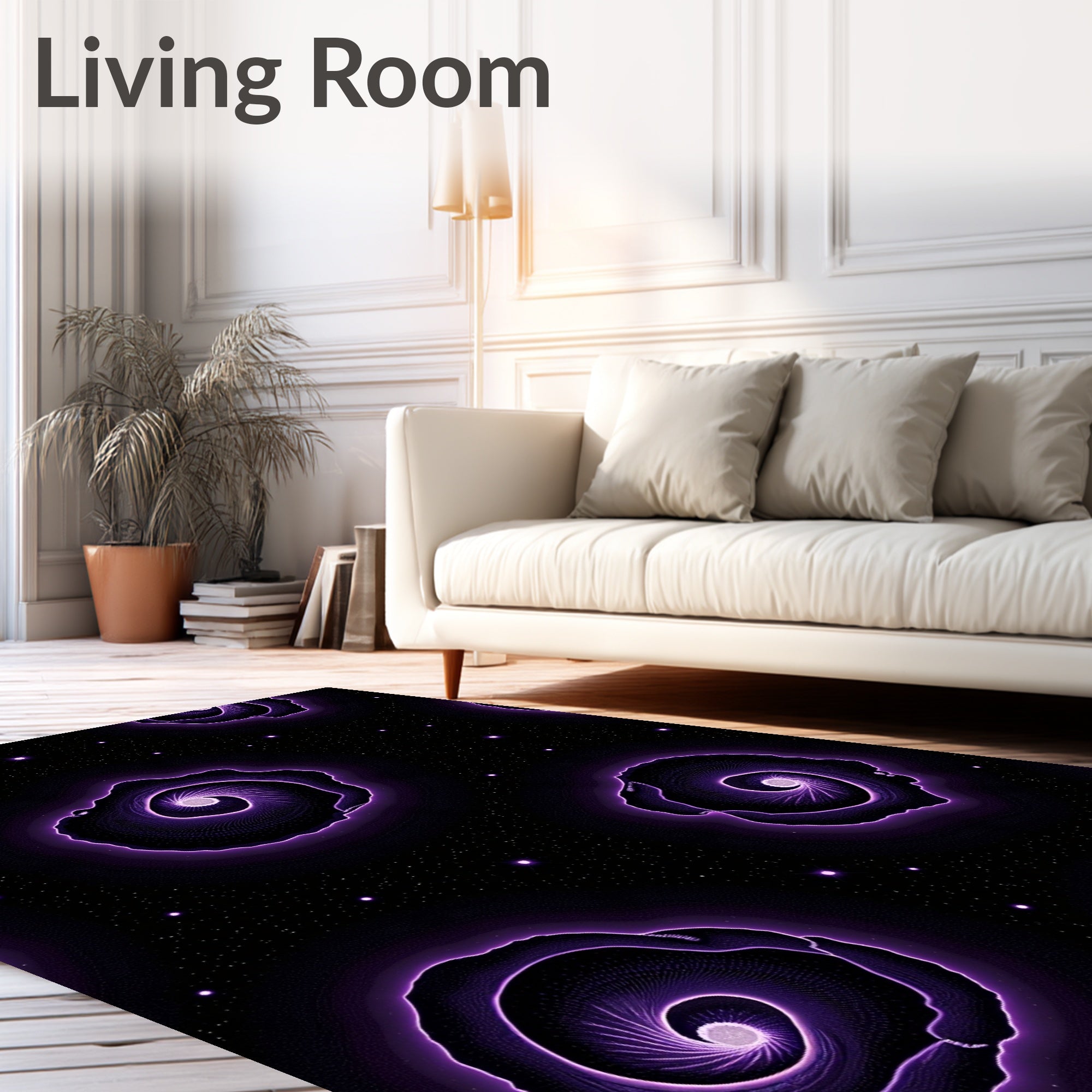 Futuristic Purple Swirl Galaxy Design Rug